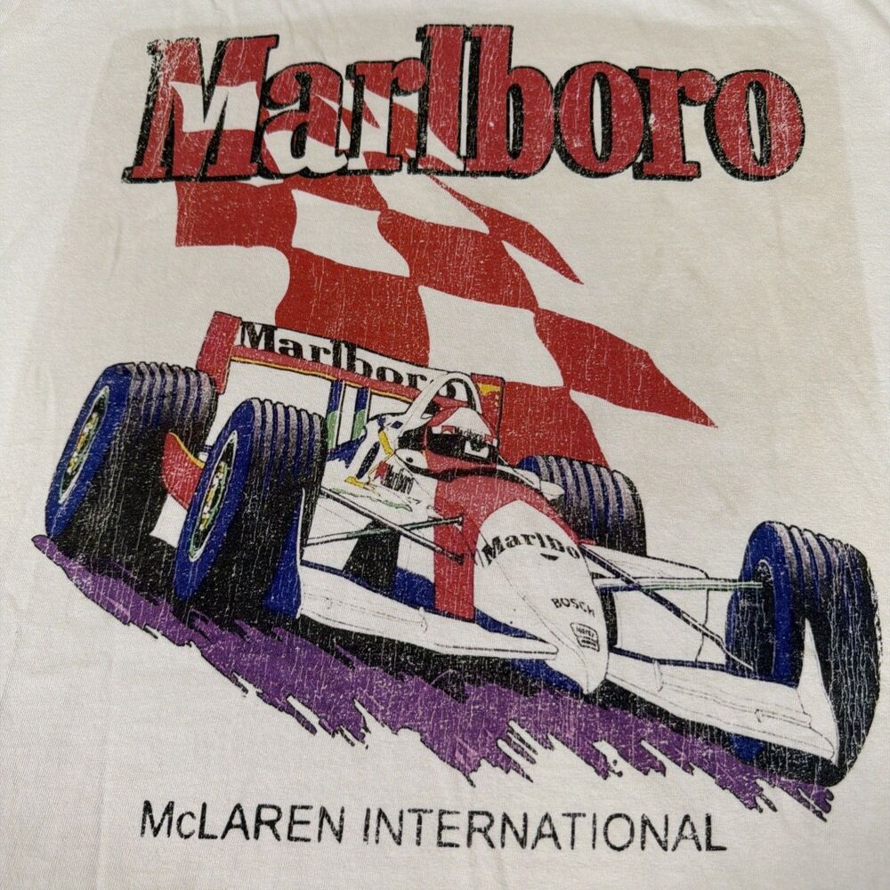 Hight St. Studios Marlboro McLaren F1 Racing T-Shirt White Large Graphic 2XL USA